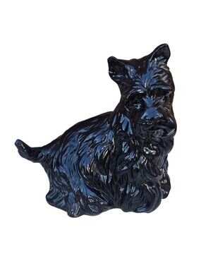 Scottie Dog Figurine Black Ceramic Scottish Terrier Collectible Vintage Style